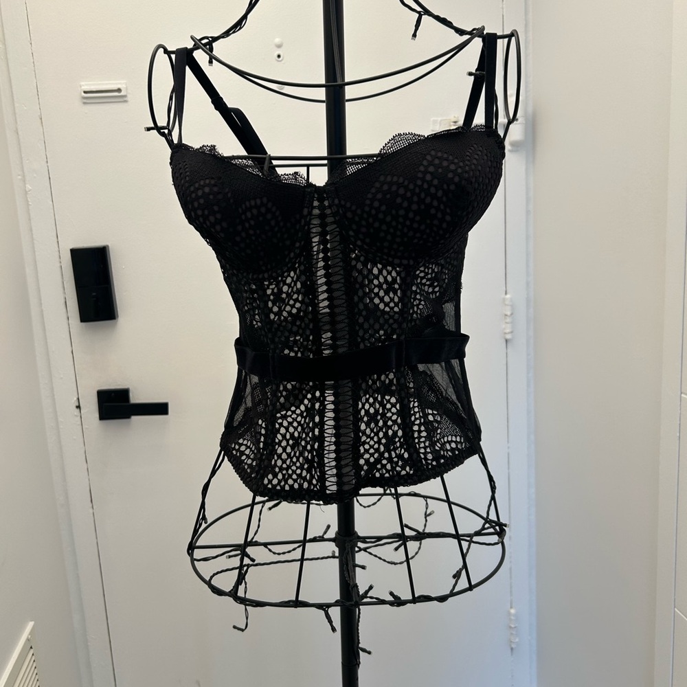 Sheer Black Lace Bustier Corset Top